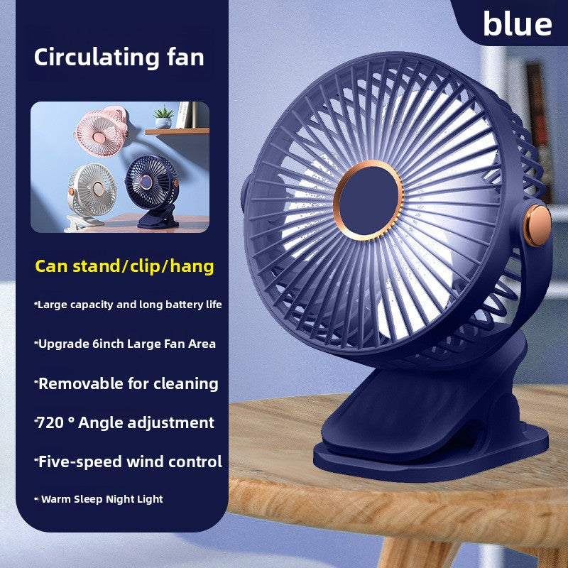 Clip-On Desktop Fan with USB Charging and Long Battery Life