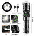 Magnetic Strong Flashlight Intelligent Digital Display White Laser Flashlight