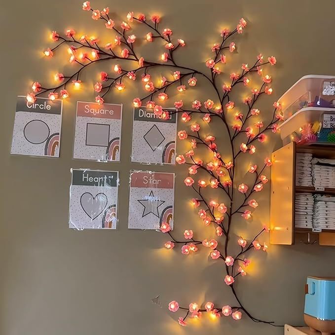 Remote Control LED Cherry Blossom Wall Light with 8 Lighting Modes