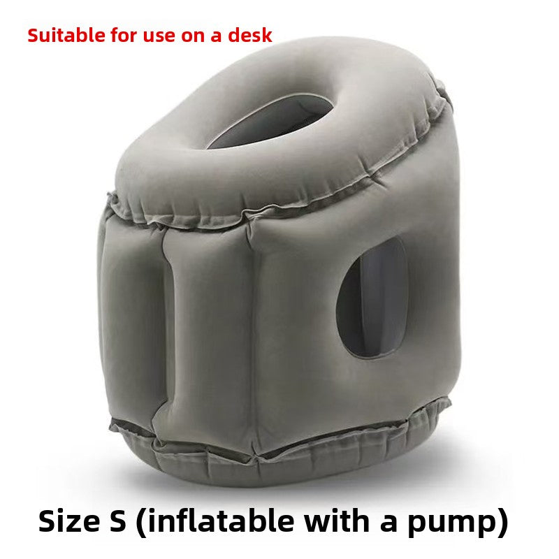 Portable Flocking Inflatable Nap Pillow for Office Travel Rest