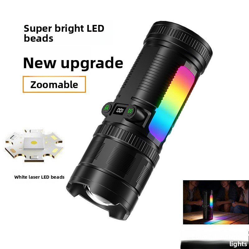 Magnetic Strong Flashlight Intelligent Digital Display White Laser Flashlight