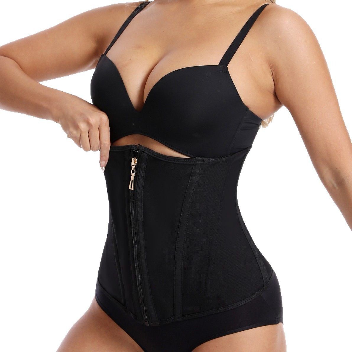 9-Bone Zipper Body Shaper Neoprene Waist Trainer Belt