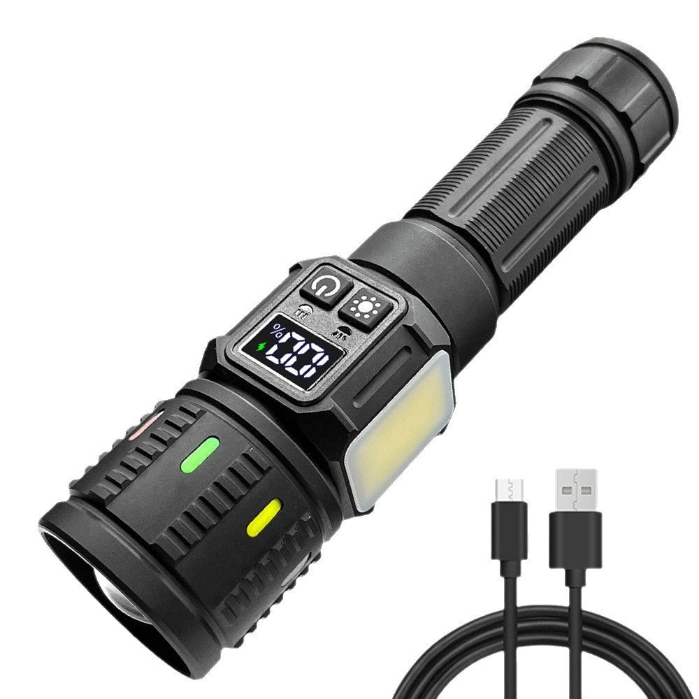 Magnetic Strong Flashlight Intelligent Digital Display White Laser Flashlight
