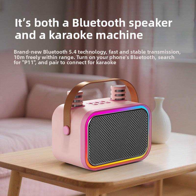 Portable Bluetooth Karaoke Speaker with Microphone for Kids, 5.3 Wireless Home Party Machine