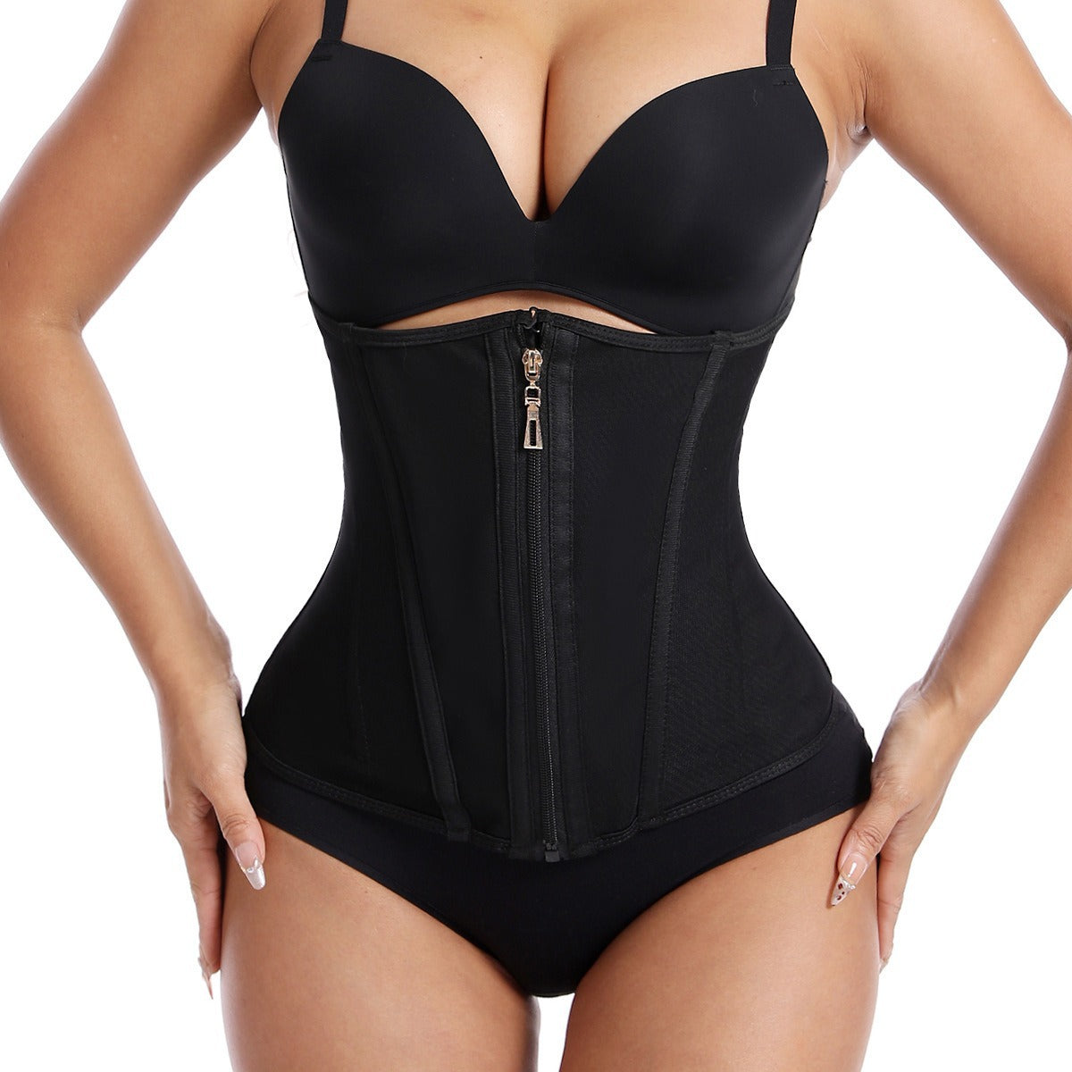 9-Bone Zipper Body Shaper Neoprene Waist Trainer Belt
