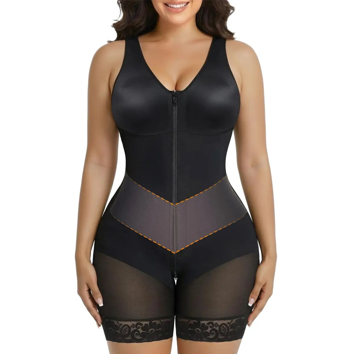 Women's Zipper Shapewear Tummy Control Full Body Shaper Bodysuit