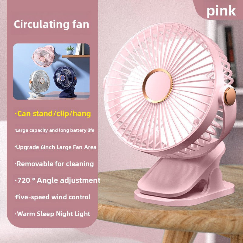 Clip-On Desktop Fan with USB Charging and Long Battery Life