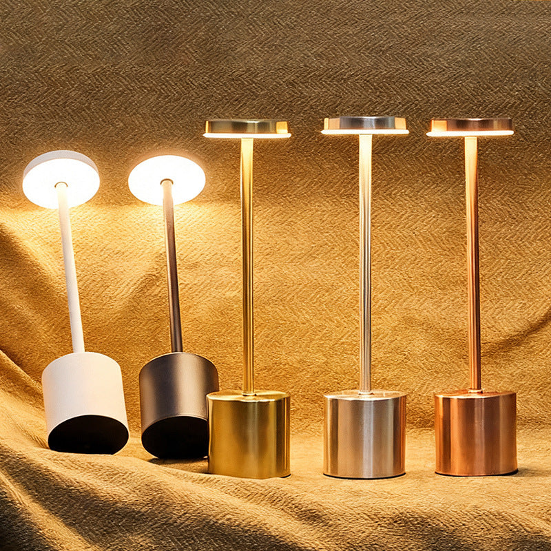 Simple I-shaped desk lamp USB rechargeable retro metallic touch night light
