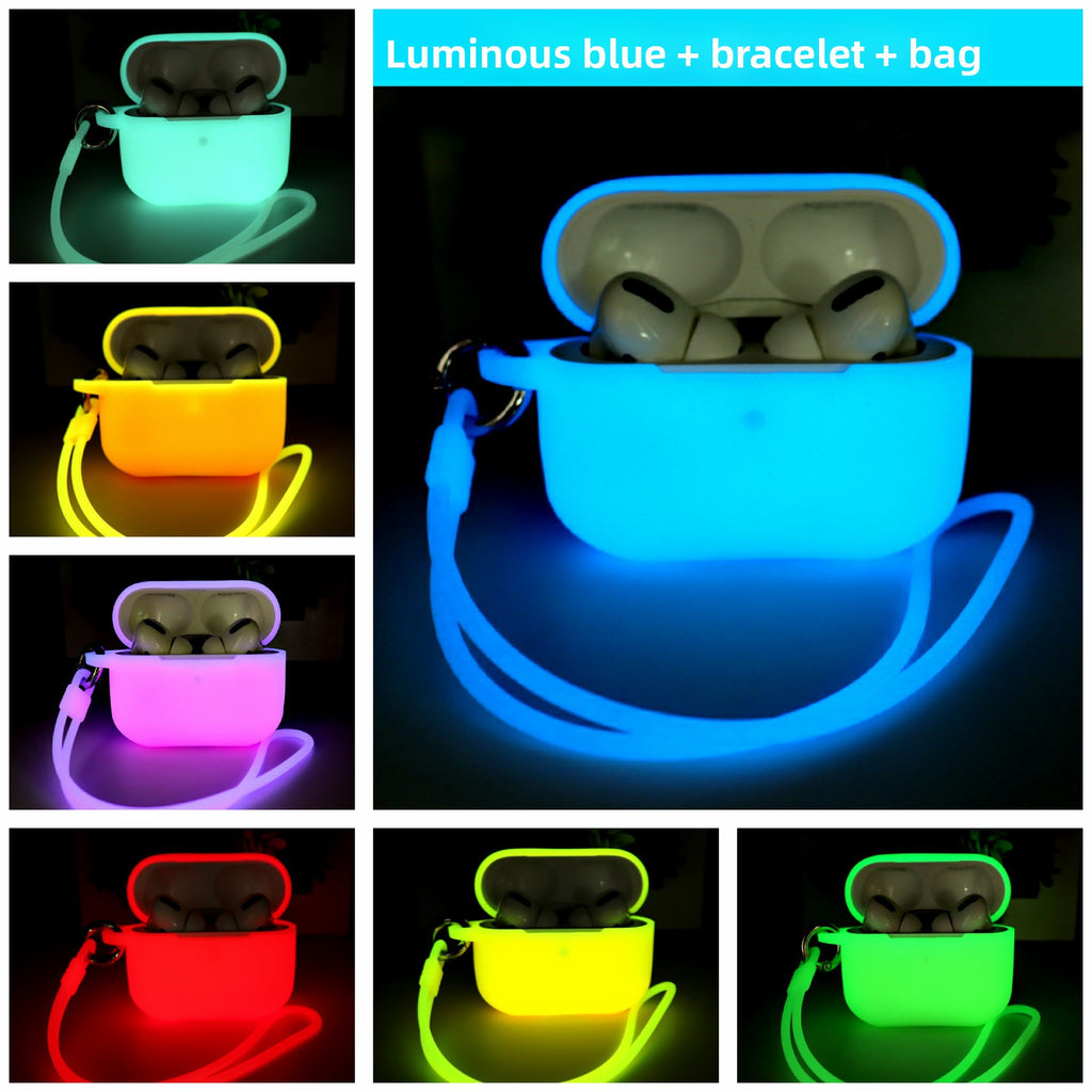Luminous Silicone AirPods Case with Lanyard