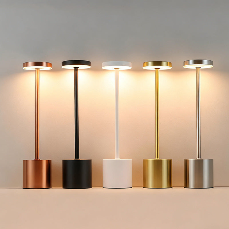 Simple I-shaped desk lamp USB rechargeable retro metallic touch night light
