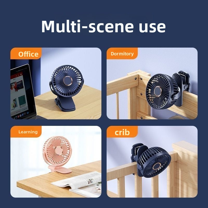 Clip-On Desktop Fan with USB Charging and Long Battery Life