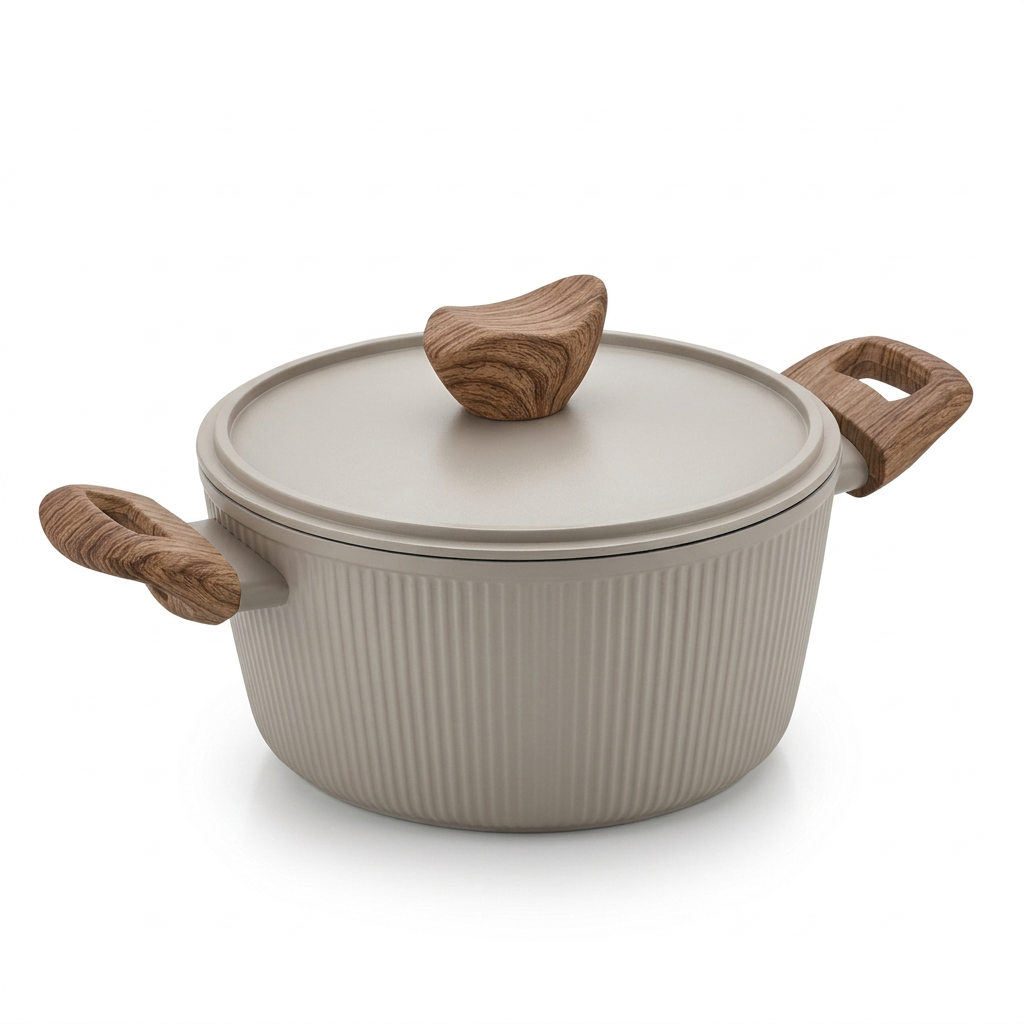 Second-smallest grey pot with matching lid from the Everyday Elegance cookware set