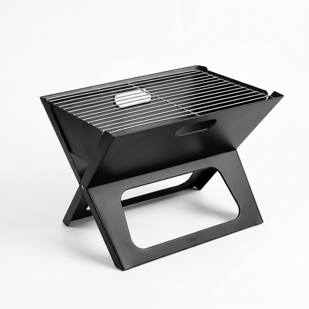 Portable folding braai grill on a clean white background