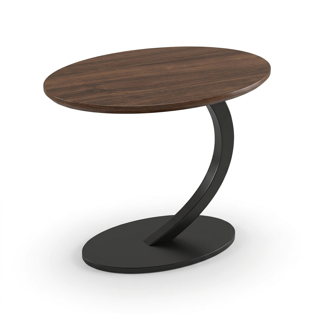Small oval table with curved black pedestal